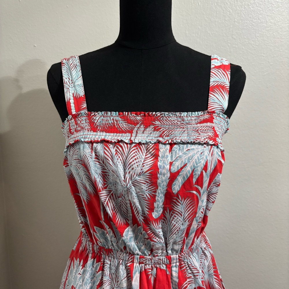Talbots Oasis Palm Voile Fit and Flare Dress Size 2 Petite Resortwear Beach Vaca - Picture 2 of 8